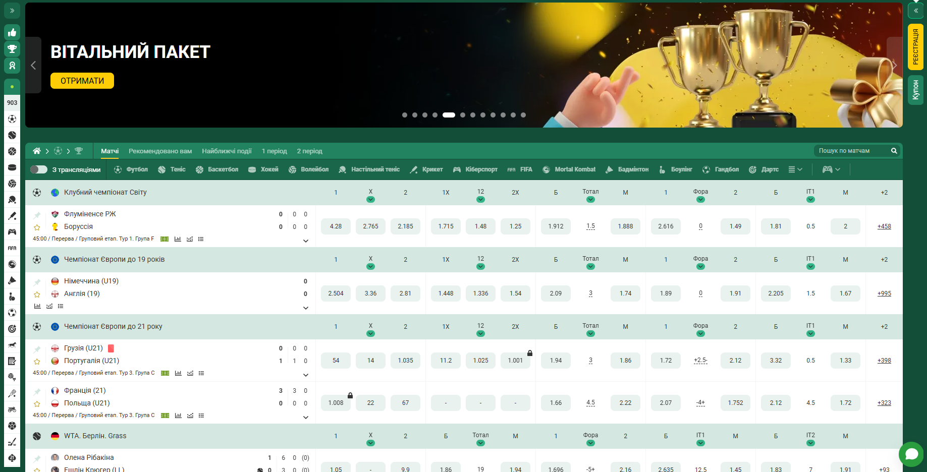 Головна сторінка сайту Betwinner — бонуси, слоти, ставки та турніри